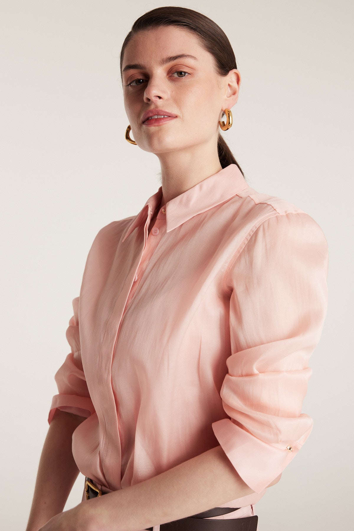 Silk Organza Shirt - Pale Pink-Perri Cutten