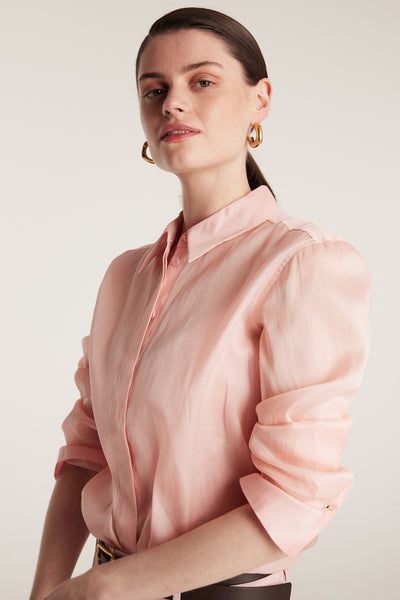 Silk Organza Shirt - Pale Pink-Perri Cutten
