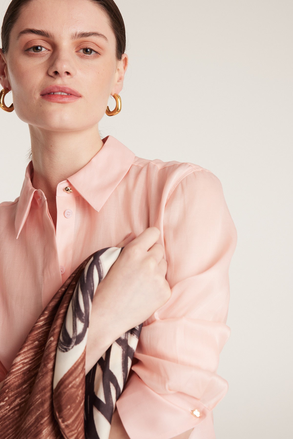 Silk Organza Shirt - Pale Pink-Perri Cutten