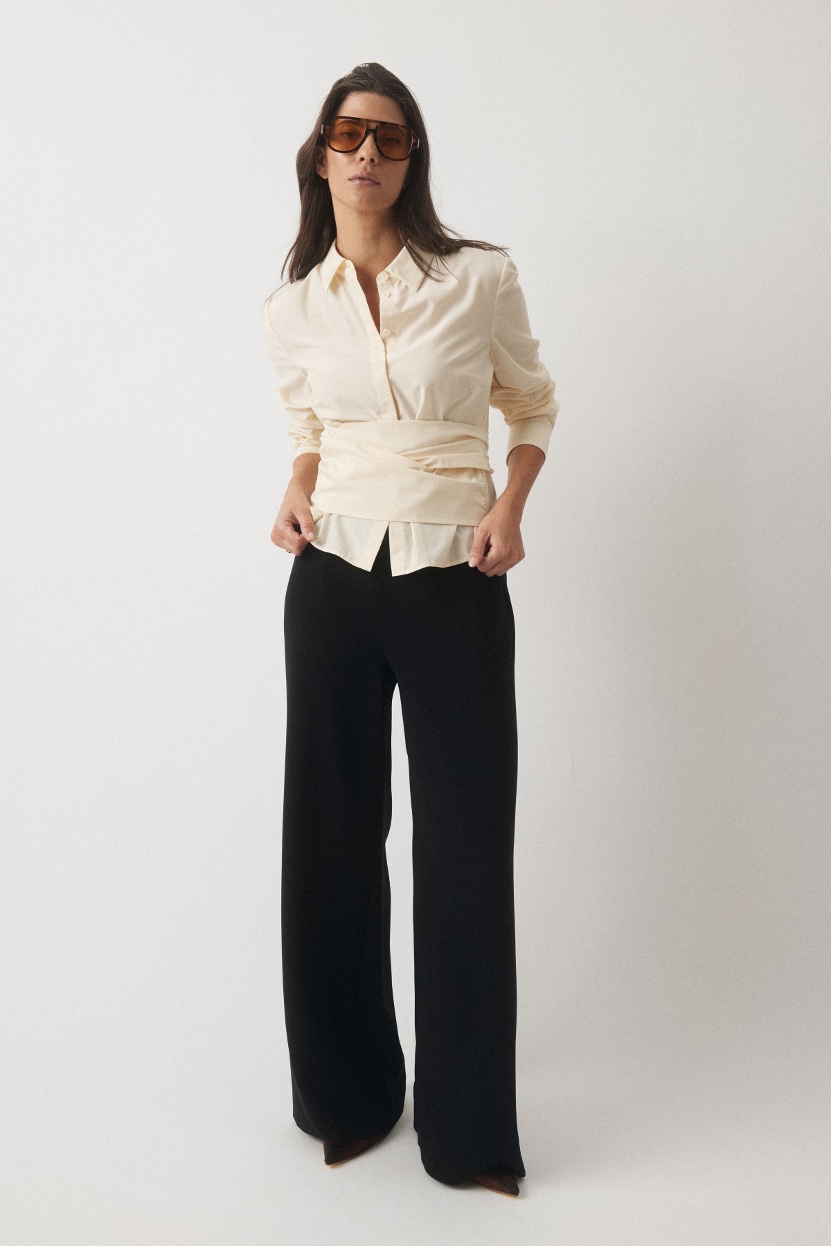 Cotton Silk Wrap Shirt - Limoncello Yellow