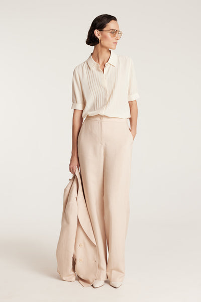 Silk Ss Shirt - Cream-Perri Cutten