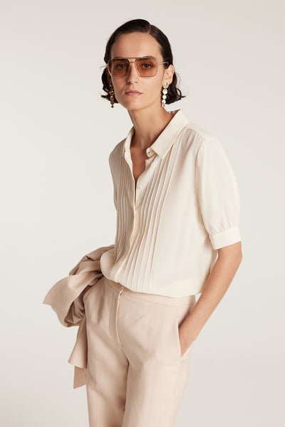 Silk Ss Shirt - Cream-Perri Cutten