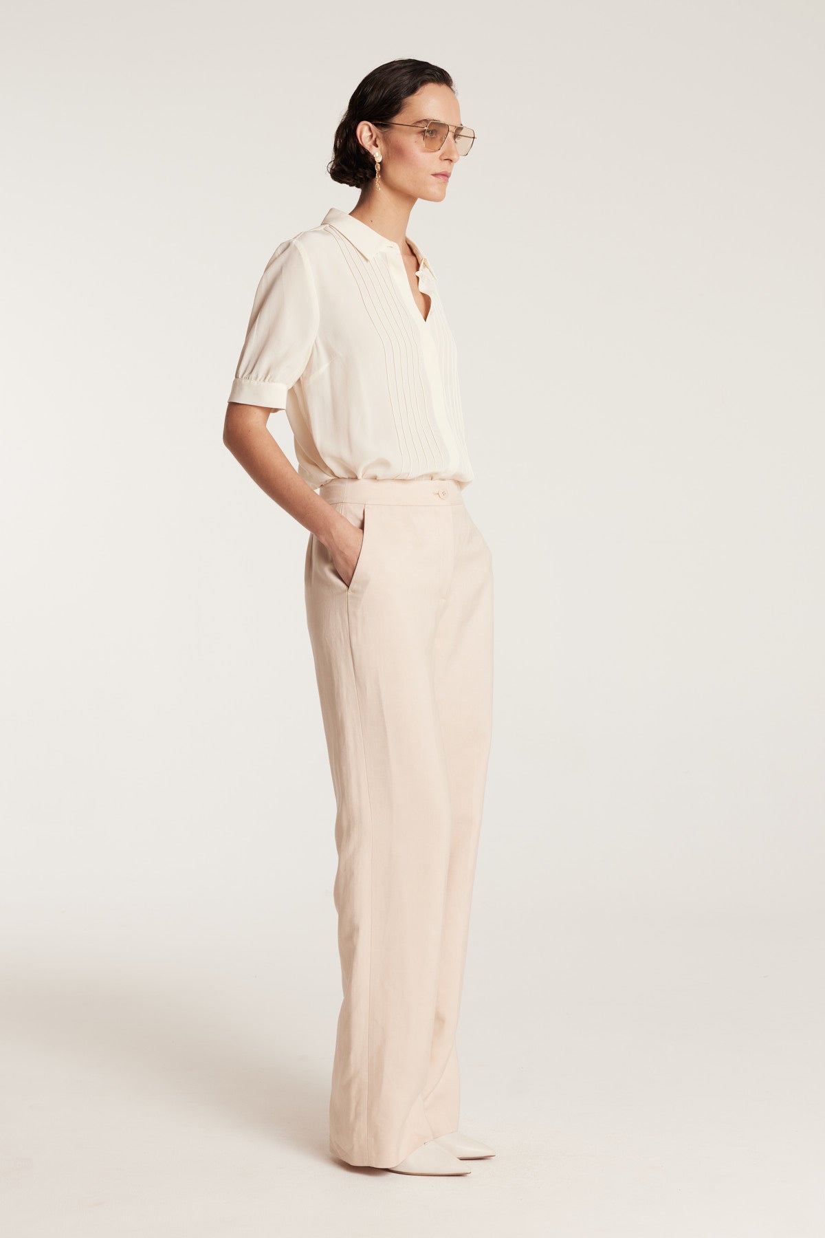 Silk Ss Shirt - Cream-Perri Cutten
