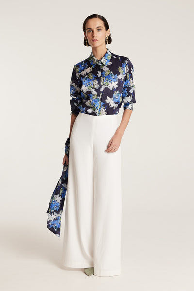 Organza Print Shirt - Navy/Print-Perri Cutten