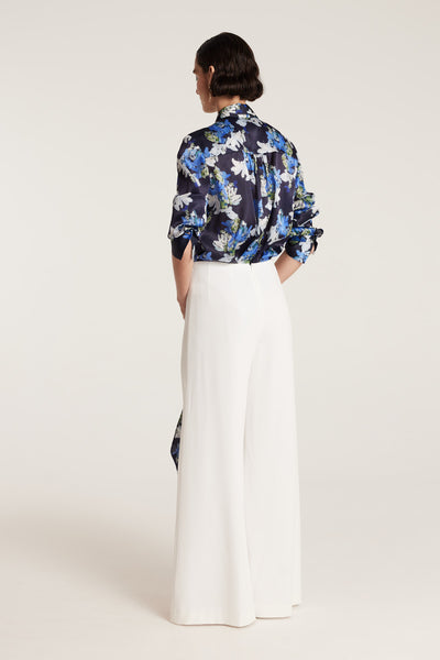 Organza Print Shirt - Navy/Print-Perri Cutten