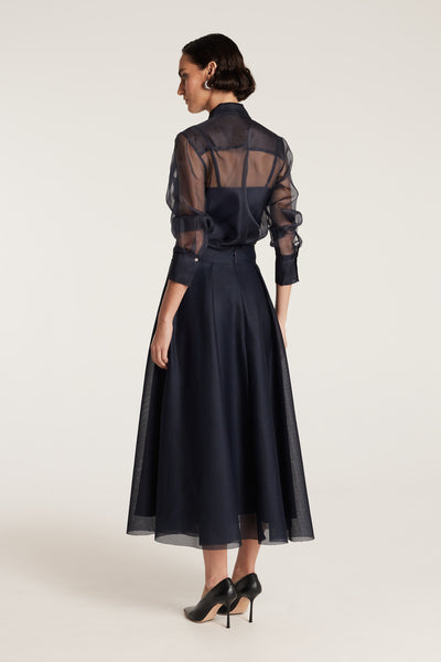 Organza Jewel Shirt - Navy-Perri Cutten