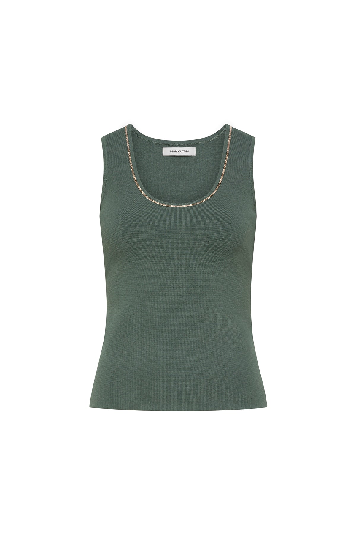 Tori Crepe Knit Tank - Muted Green-Perri Cutten