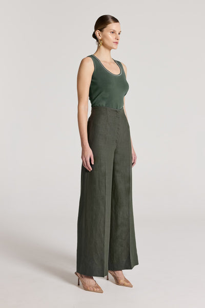 Tori Crepe Knit Tank - Muted Green-Perri Cutten