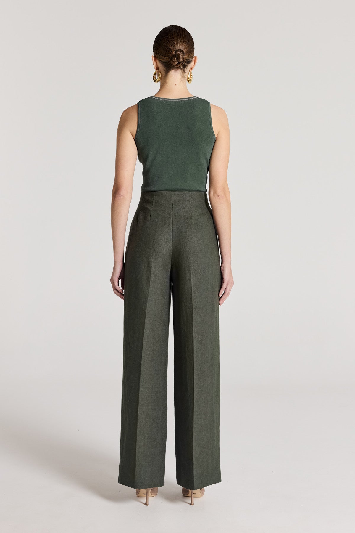 Tori Crepe Knit Tank - Muted Green-Perri Cutten