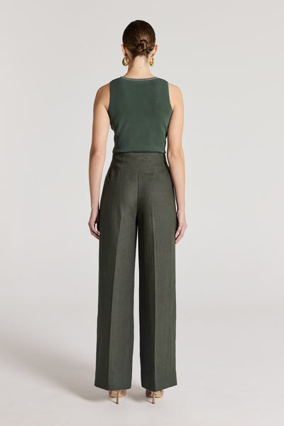 Tori Crepe Knit Tank - Muted Green-Perri Cutten