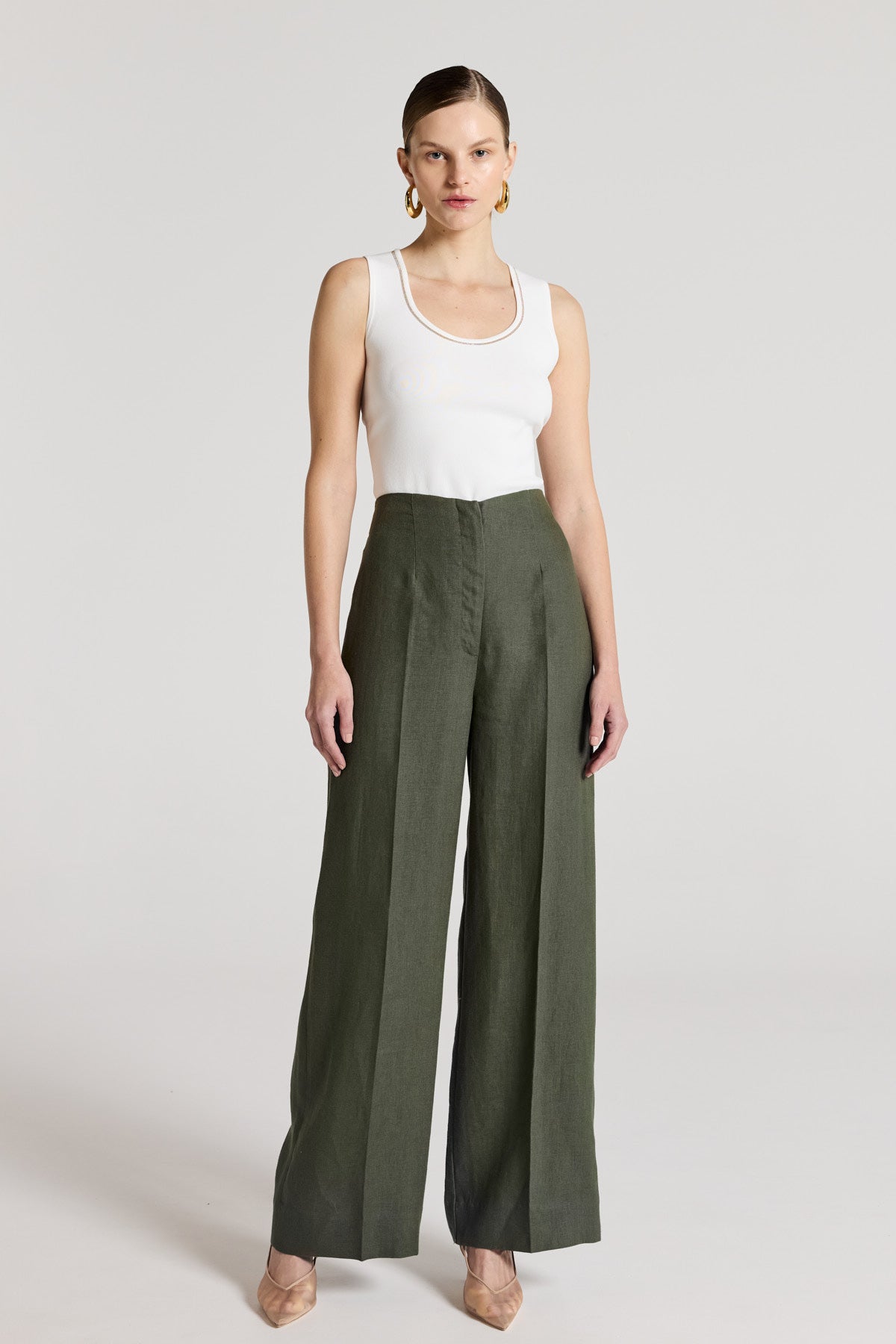 Tori Crepe Knit Tank - White-Perri Cutten
