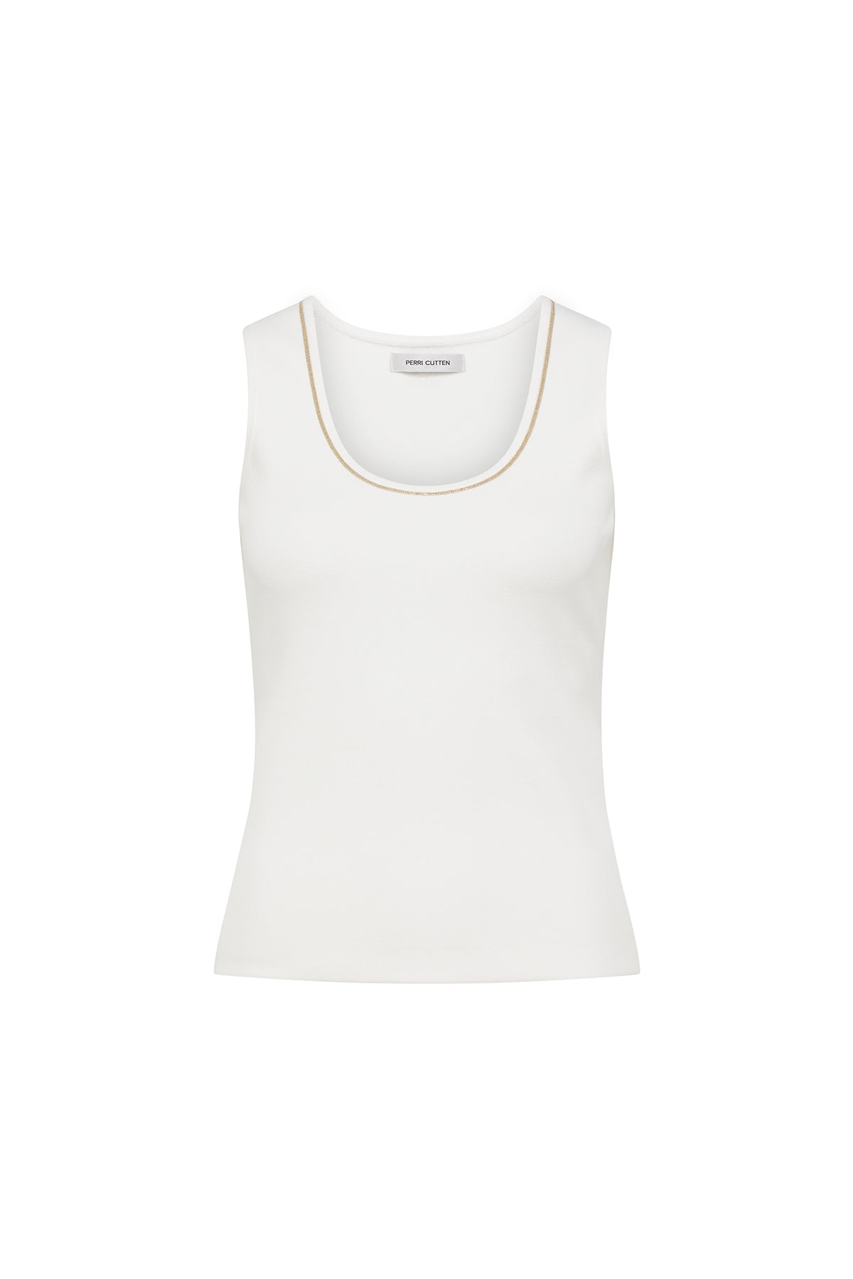Tori Crepe Knit Tank - White-Perri Cutten