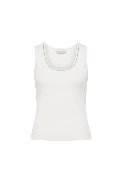 Tori Crepe Knit Tank - White-Perri Cutten