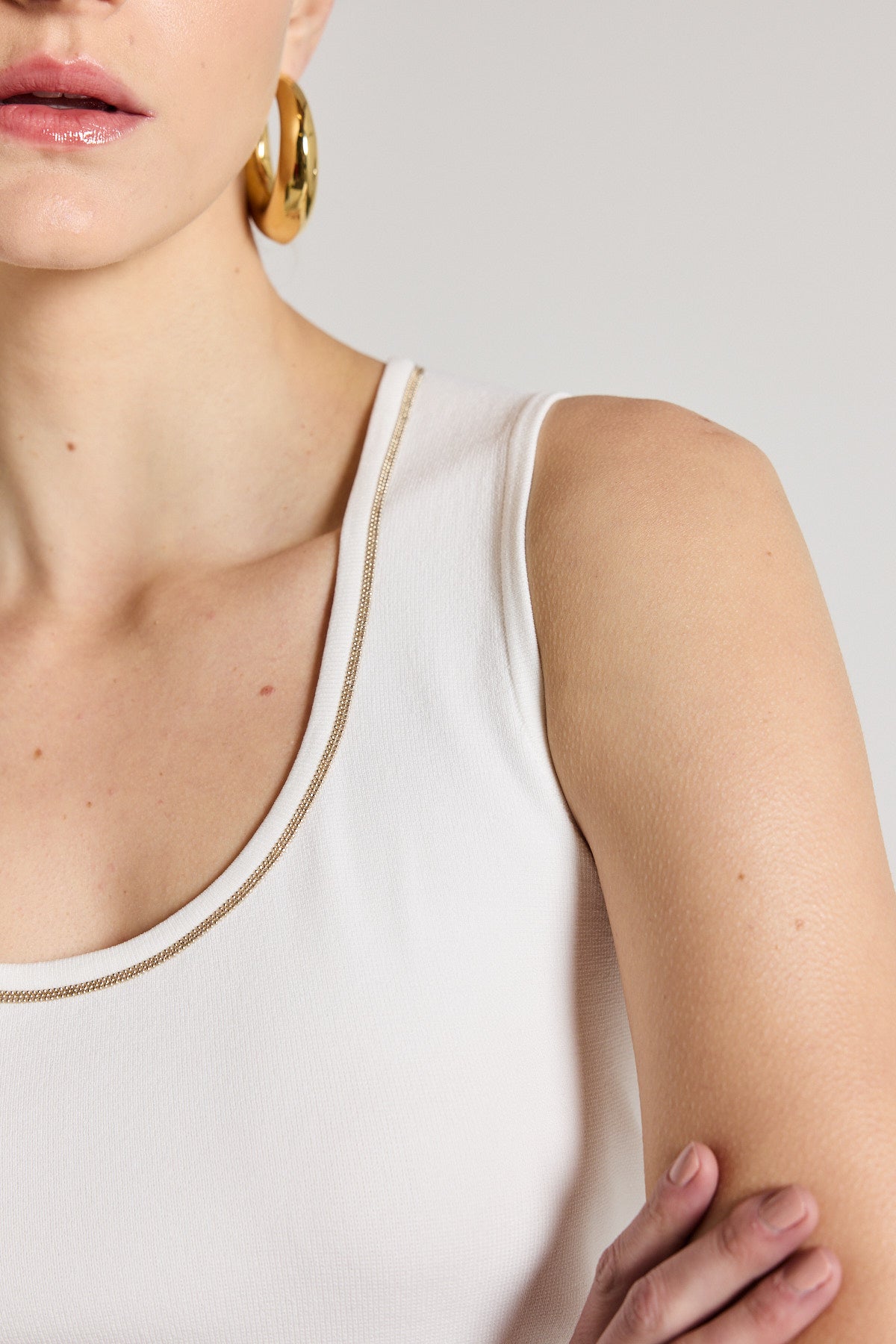 Tori Crepe Knit Tank - White-Perri Cutten