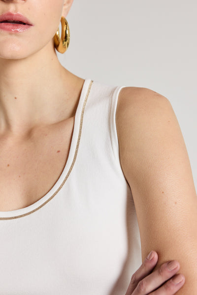 Tori Crepe Knit Tank - White-Perri Cutten