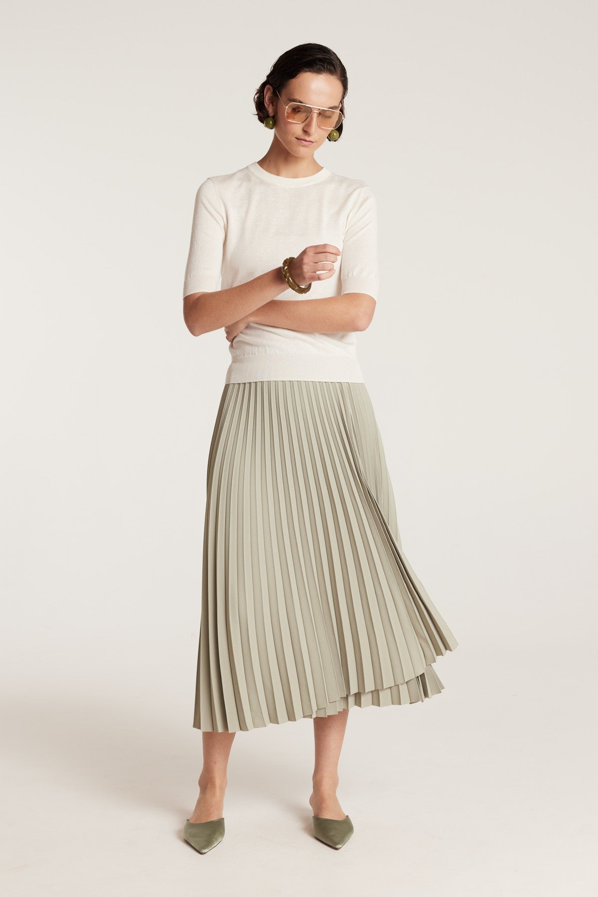 Silk Cashmere Knit Top - Ivory-Perri Cutten