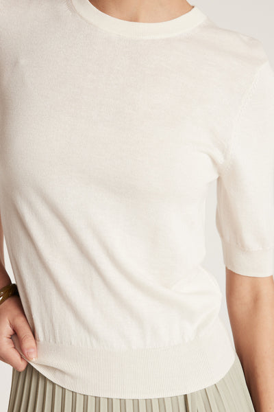 Silk Cashmere Knit Top - Ivory-Perri Cutten