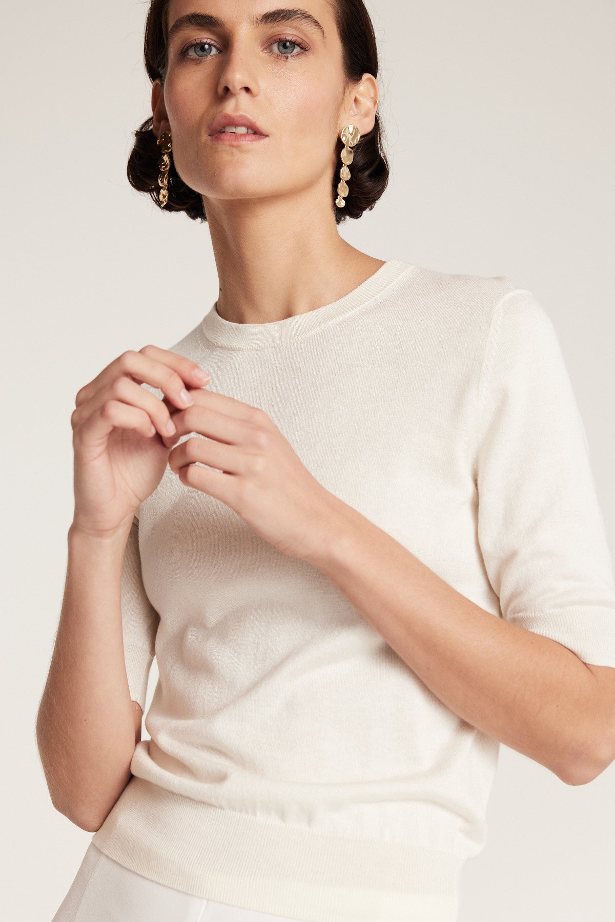 Silk Cashmere Knit Top - Ivory-Perri Cutten