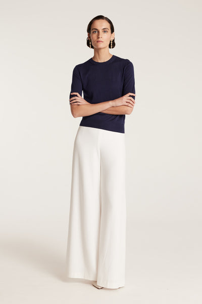Silk Cashmere Knit Top - Navy-Perri Cutten