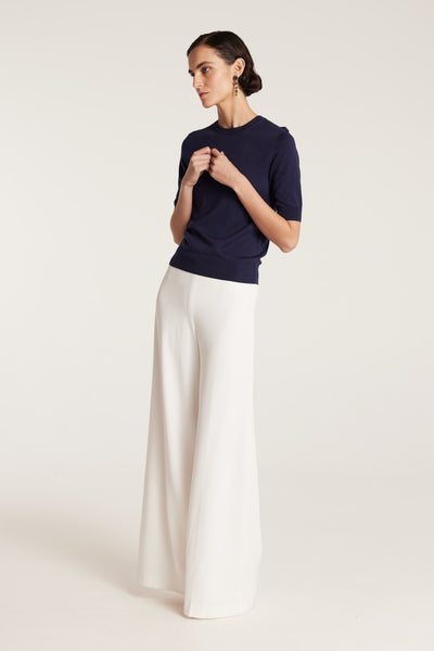 Silk Cashmere Knit Top - Navy-Perri Cutten