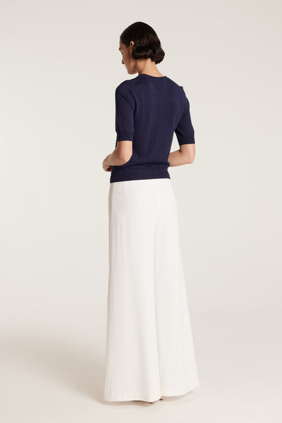 Silk Cashmere Knit Top - Navy-Perri Cutten