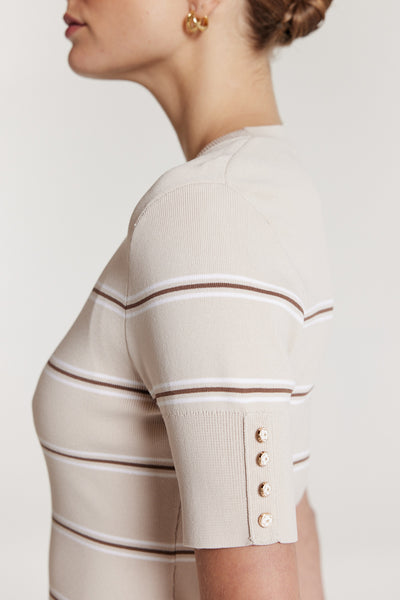 Gabriela Knit Top - Oyster/Spice-Perri Cutten