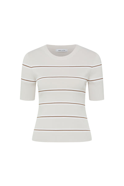 Gabriela Knit Top - Oyster/Spice-Perri Cutten