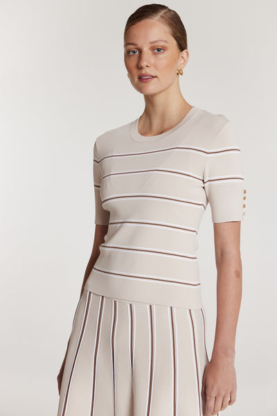 Gabriela Knit Top - Oyster/Spice-Perri Cutten