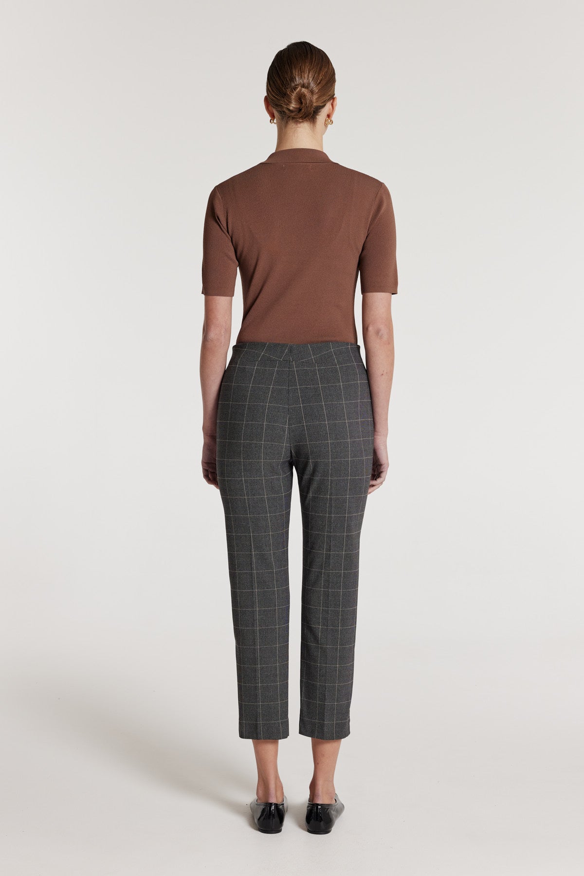 Crepe Knit Polo Top - Walnut-Perri Cutten