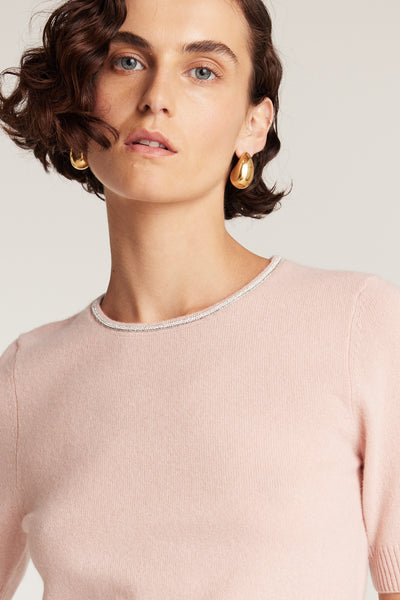 Beaded Cashmere Top - Blush-Perri Cutten