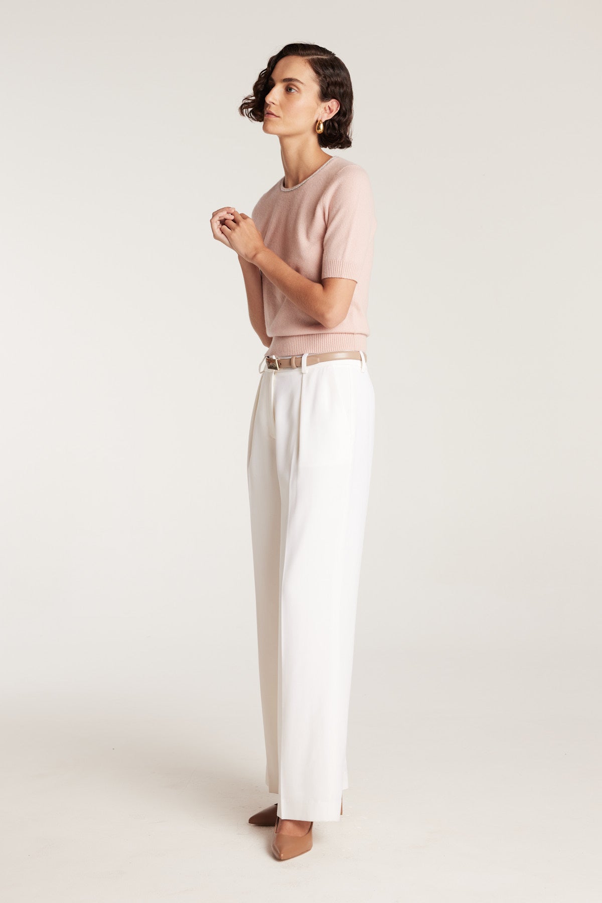 Beaded Cashmere Top - Blush-Perri Cutten