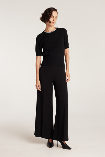 Beaded Cashmere Top - Black-Perri Cutten