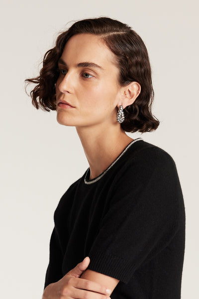 Beaded Cashmere Top - Black-Perri Cutten
