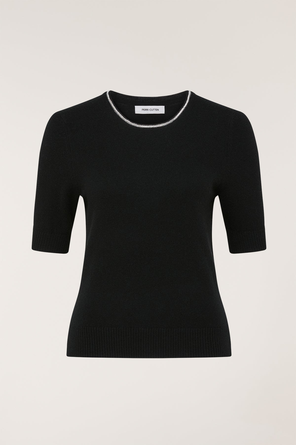 Beaded Cashmere Top - Black-Perri Cutten