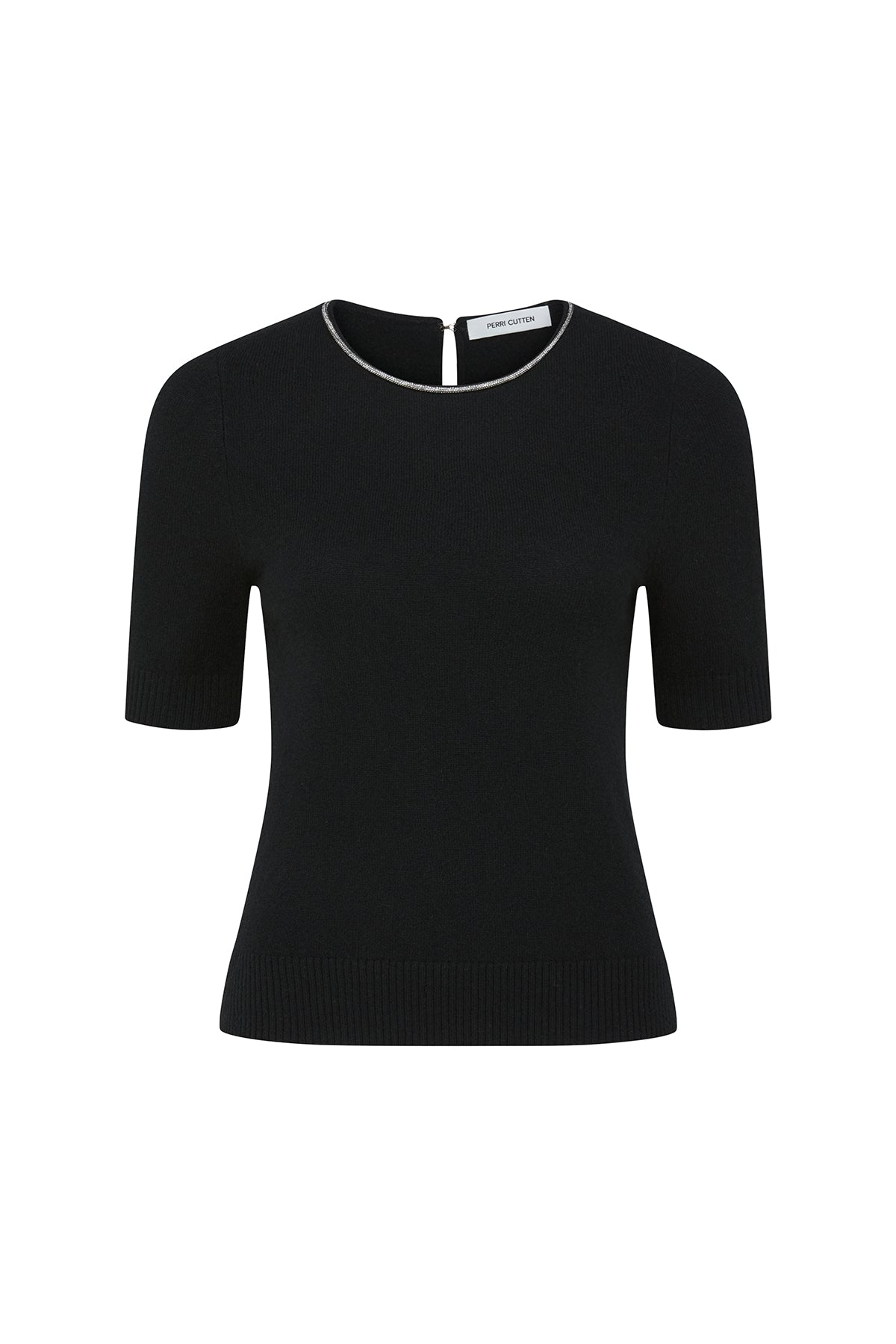 Beaded Cashmere Top - Black-Perri Cutten