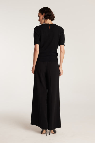Beaded Cashmere Top - Black-Perri Cutten