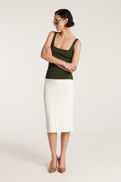 Crepe Knit Singlet - Olive-Perri Cutten