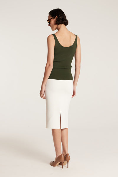 Crepe Knit Singlet - Olive-Perri Cutten