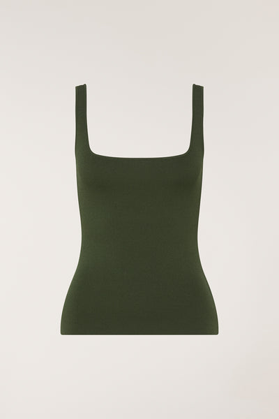 Crepe Knit Singlet - Olive-Perri Cutten