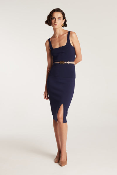 Crepe Knit Singlet - Indigo-Perri Cutten