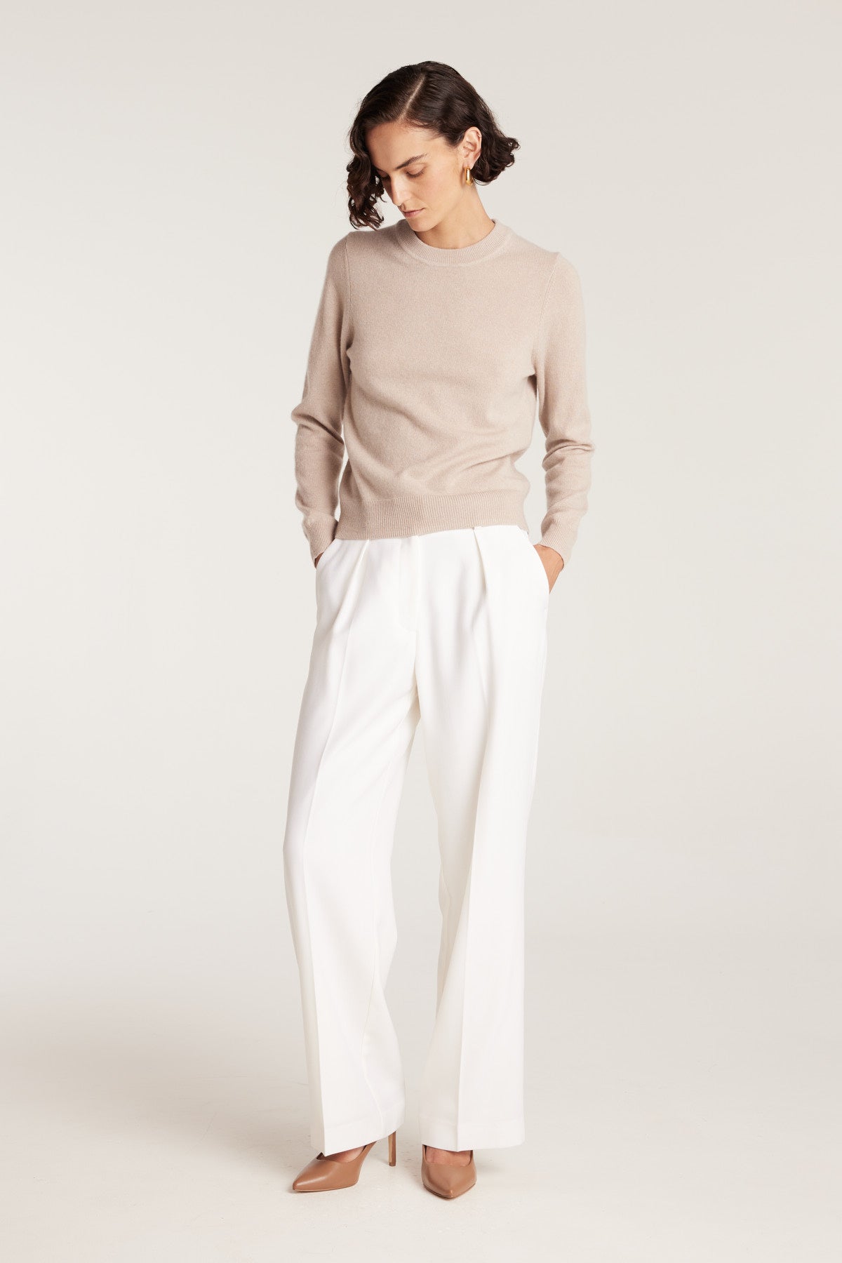 Cashmere Crew Jumper - Oatmeal-Perri Cutten