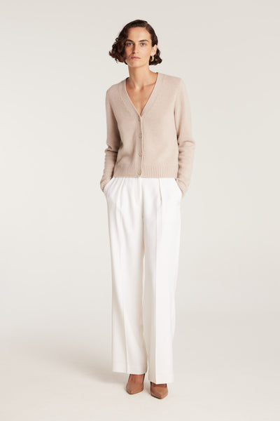 Cashmere V Cardigan - Oatmeal-Perri Cutten