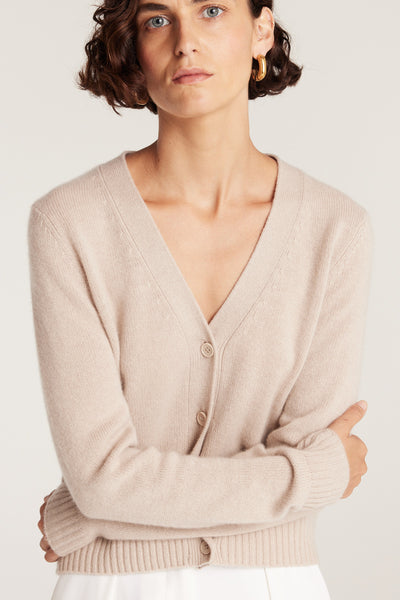 Cashmere V Cardigan - Oatmeal-Perri Cutten