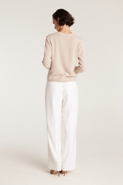 Cashmere V Cardigan - Oatmeal-Perri Cutten