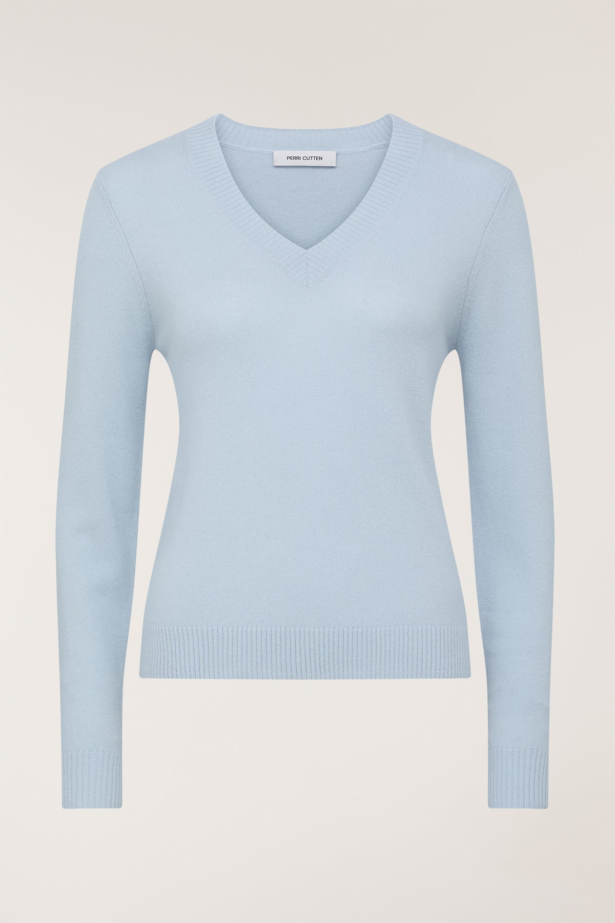 Cashwool V Neck Jumper - Blue-Perri Cutten