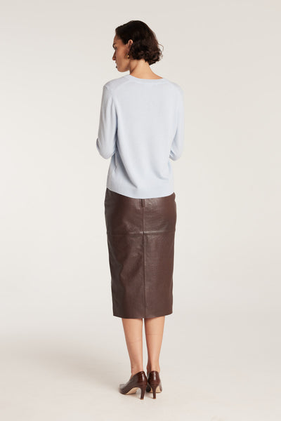 Cashwool V Neck Jumper - Blue-Perri Cutten