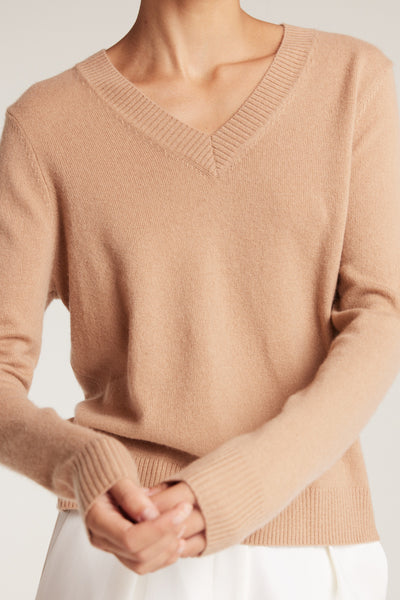 Cashwool V Neck Jumper - Chestnut-Perri Cutten