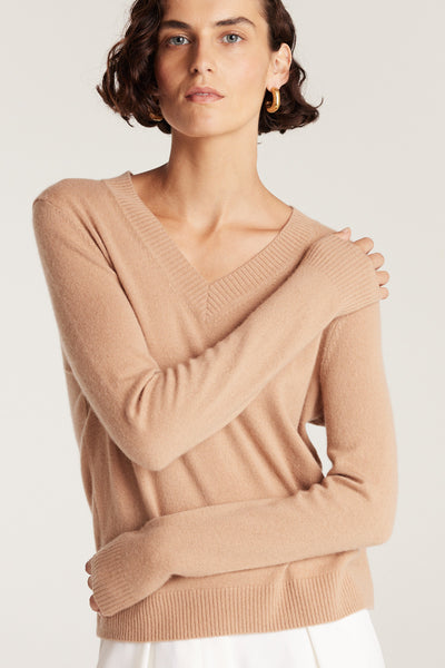 Cashwool V Neck Jumper - Chestnut-Perri Cutten