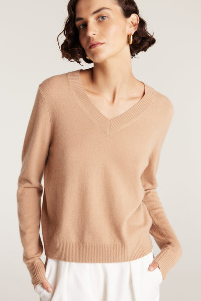 Cashwool V Neck Jumper - Chestnut-Perri Cutten