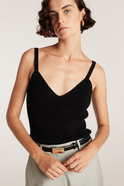 Cashmere Camisole - Black-Perri Cutten